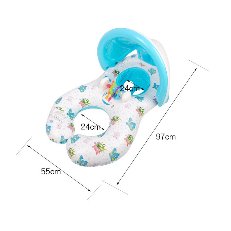 Multi-Functional 3-in-1 Parent and Child PVC Inflatable Swim Ring for Baby and Parent with Sunshade-5