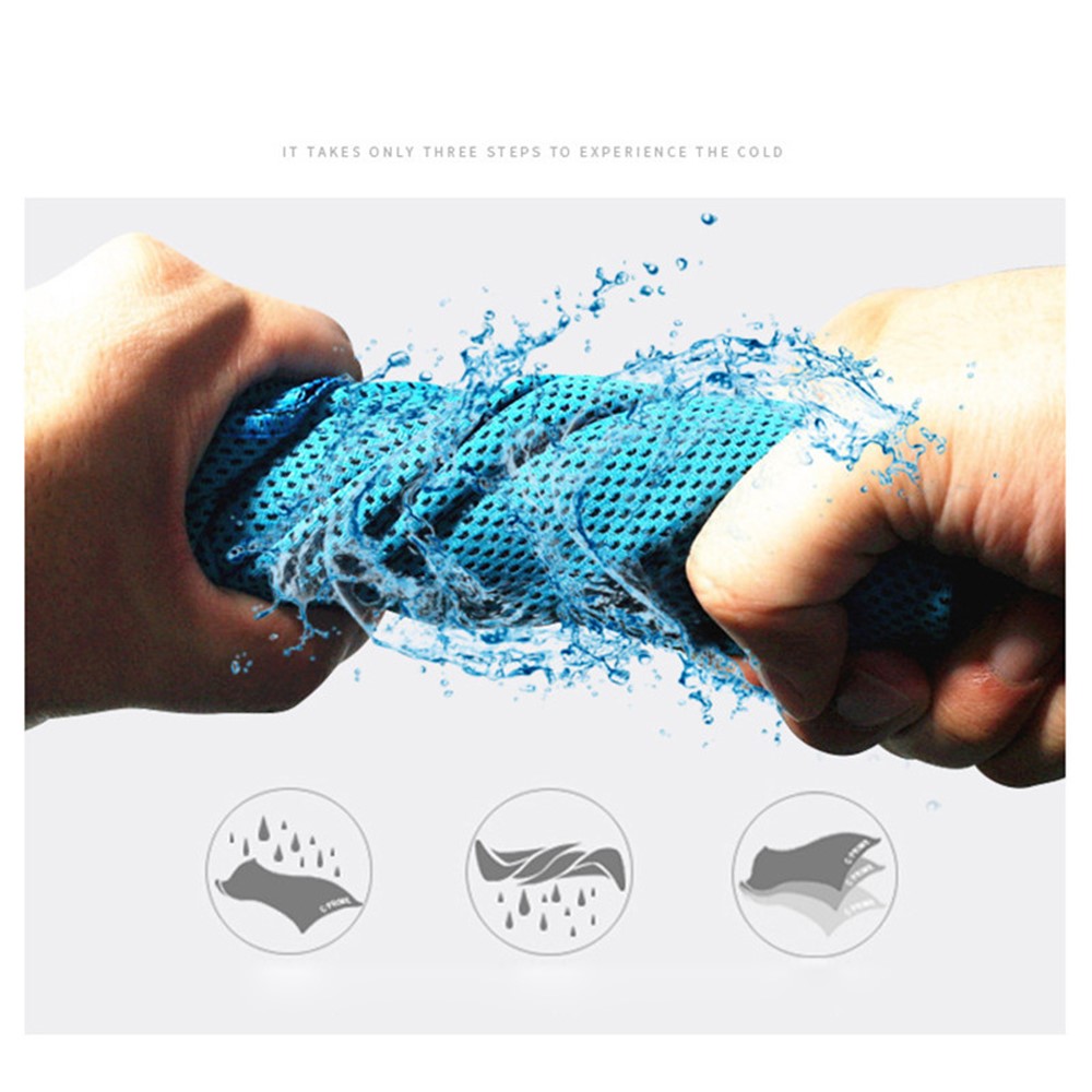 Cooling Towel Chilly Mat Ice Scarf for Yoga Golf Gym Running Climbing, Size: 30 x 100cm (with Narrow Mouth Bottle) - Baby Blue-3