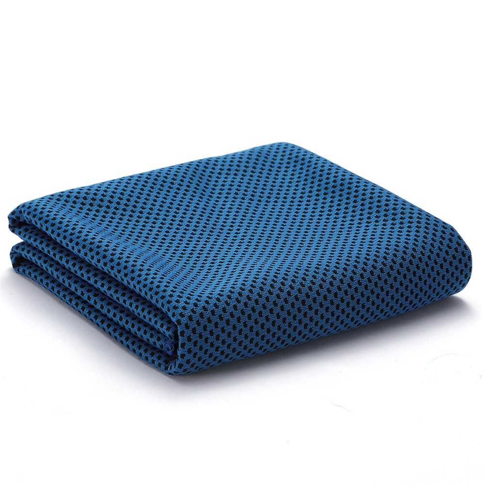 Cooling Towel Chilly Mat Ice Scarf for Yoga Golf Gym Running Climbing, Size: 30 x 100cm (with Narrow Mouth Bottle) - Dark Blue-1