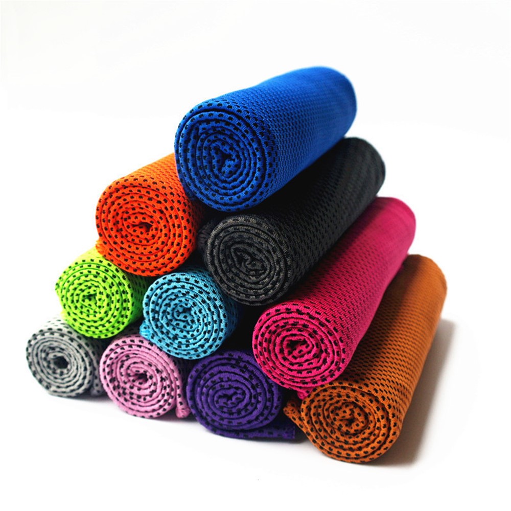 Écharpe de Glace de Tapis de Serviette de Refroidissement Pour le Gymnase de Golf de Yoga Coulant, Taille: 30 x 100 cm (avec Bouteille de Bouche Étroite) - Bleu Foncé-2