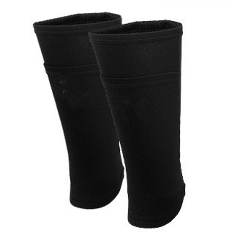 1 Pair Football Soccer Double-layer Sweat-absorbent Shin Guard Socks Sleeves - Black-1