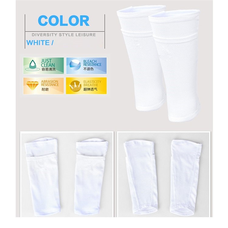 1 Pair Football Soccer Double-layer Sweat-absorbent Shin Guard Socks Sleeves - White-2