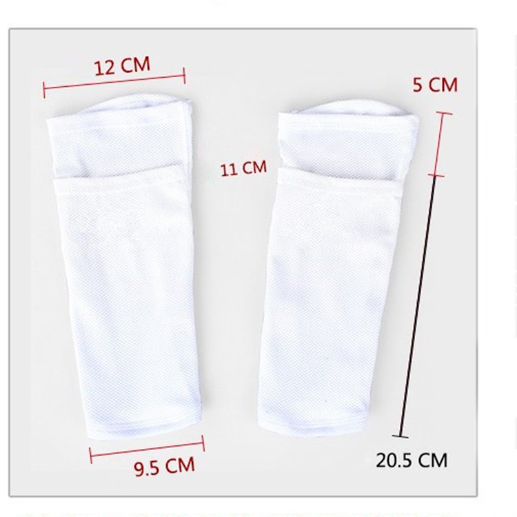 1 Pair Football Soccer Double-layer Sweat-absorbent Shin Guard Socks Sleeves - White-3