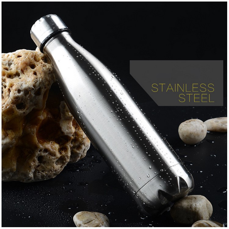 500ml Stainless Steel Vacuum Insulated Travel Rust-proof Double Walled Cola Shape Portable Thermos Bottle - Glossy Finish / Tarnish-1