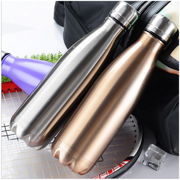 500ml Stainless Steel Vacuum Insulated Travel Rust-proof Double Walled Cola Shape Portable Thermos Bottle - Glossy Finish / Tarnish-2