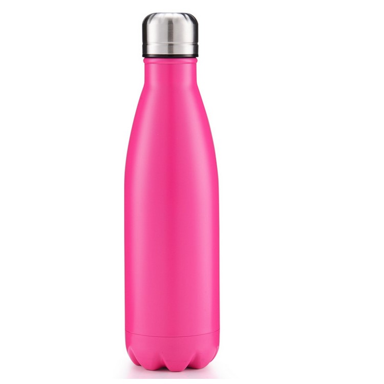 Portable Stainless Steel Matte Vacuum Insulated Travel Leak-proof Double Walled Cola Shape Thermos Bottle - Rose-1