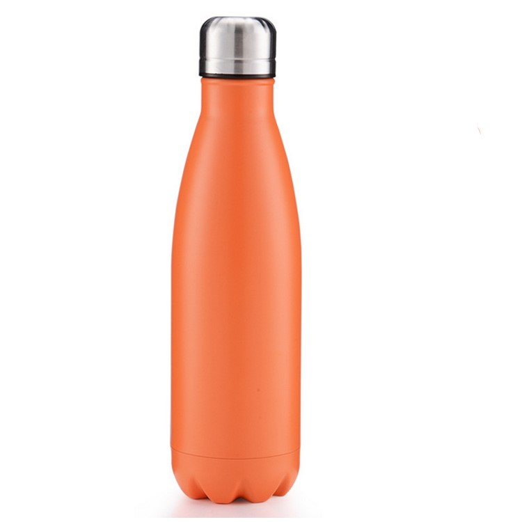 Matte Finish Insulated Stainless Steel Vacuum Travel Rust-proof Double Walled Cola Shape Portable Water Bottle - Orange-1