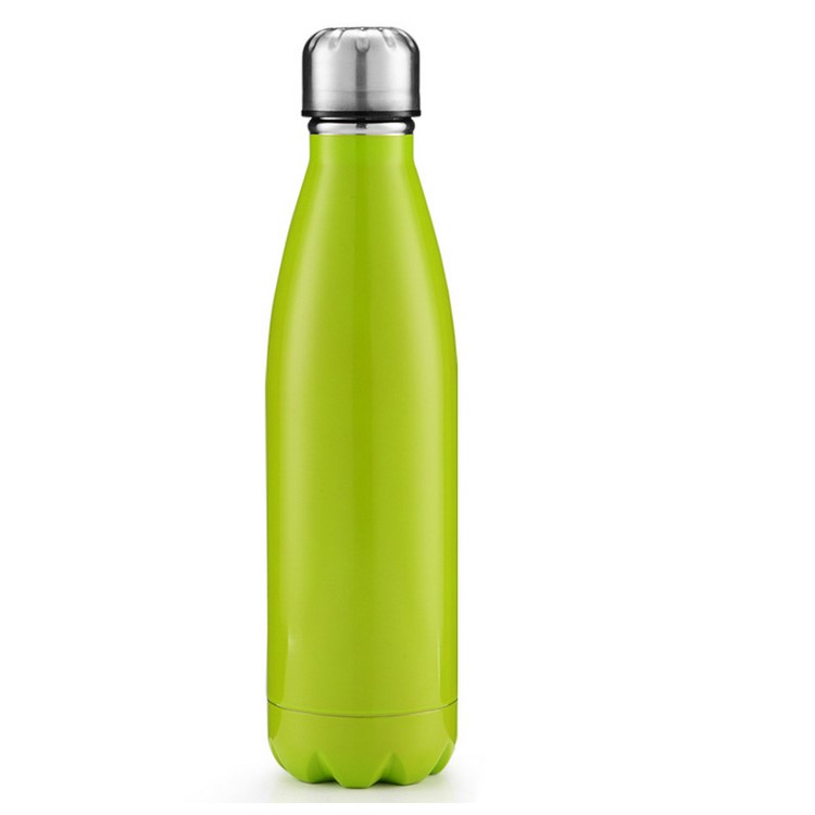 500ml Leak-proof Stainless Steel Vacuum Insulated Travel Double Walled Cola Shape Portable Water Bottle - Matte Finish / Green-1