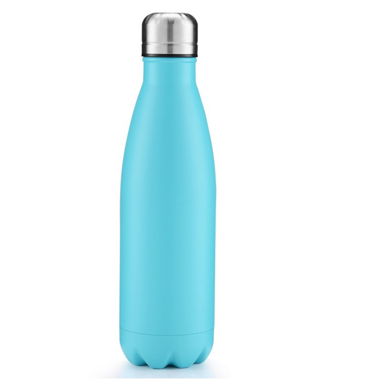 Cool Cola Shape Matte Stainless Steel Vacuum Insulated Travel Leak-proof Double Walled Portable Water Bottle - Baby Blue-1