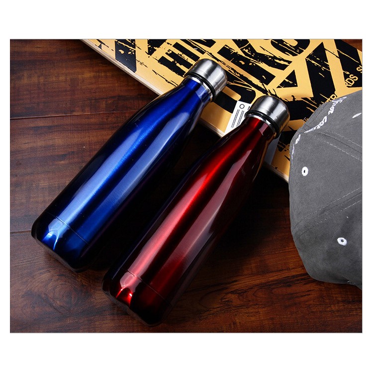 Brilhante Viagem Aço Inoxidável A vácuo Isolado À prova de vazamento Bola de água com porta dupla com espuma de cola - escuro azul-3