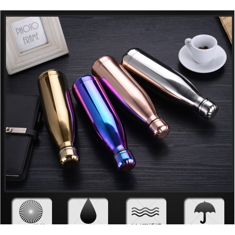 500ML Plated 304 Stainless Steel Thermoses Cup Insulated Water Bottle - Rose Gold Color-3