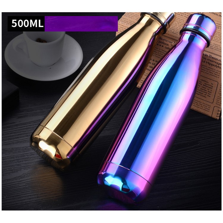 500ML Plated 304 Stainless Steel Thermoses Cup Insulated Water Bottle - Rose Gold Color-4
