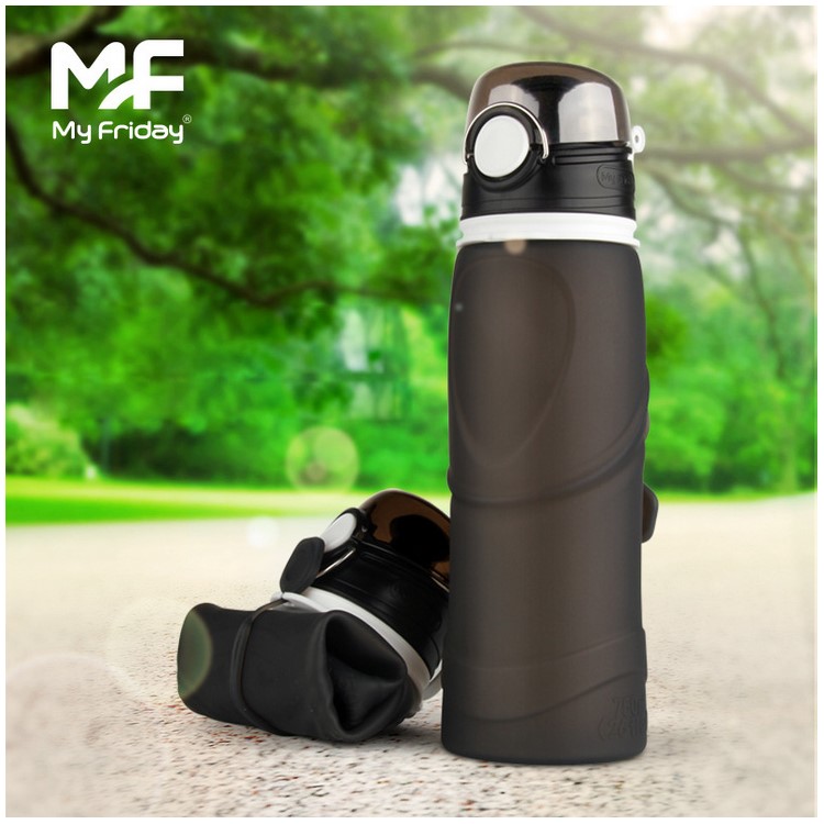 750ML Collapsible Water Bottle with Airlock Sports Water Bottle - Black-2