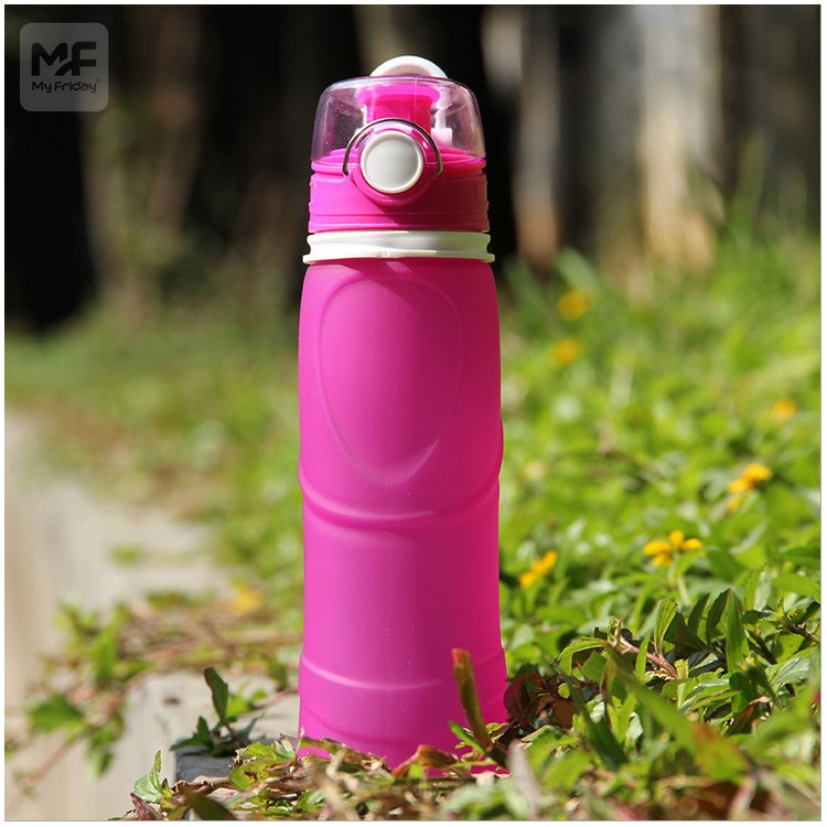 750ML Sports Water Bottle Collapsible Water Bottle with Airlock - Rose-2