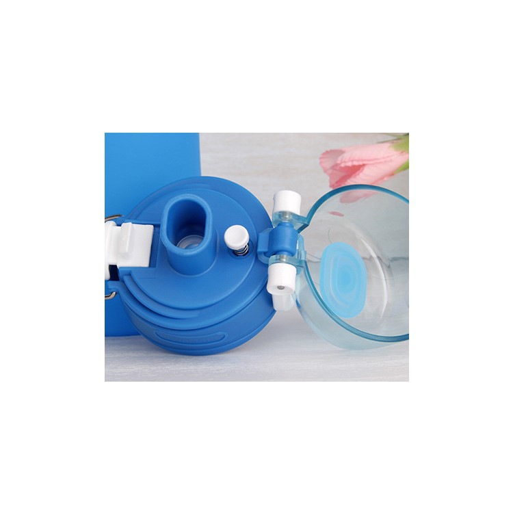 750ML Collapsible Water Bottle with Airlock Foldable Sports Water Bottle - Blue-3