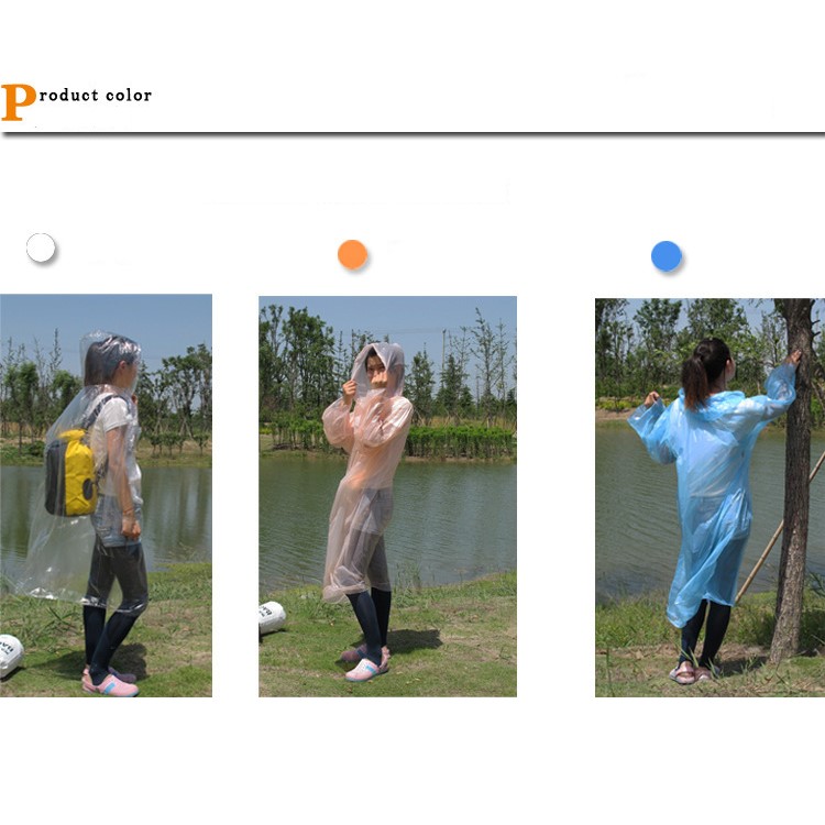 Disposable Portable Raincoat Rain Jacket Poncho Rainwear - Random Color-4