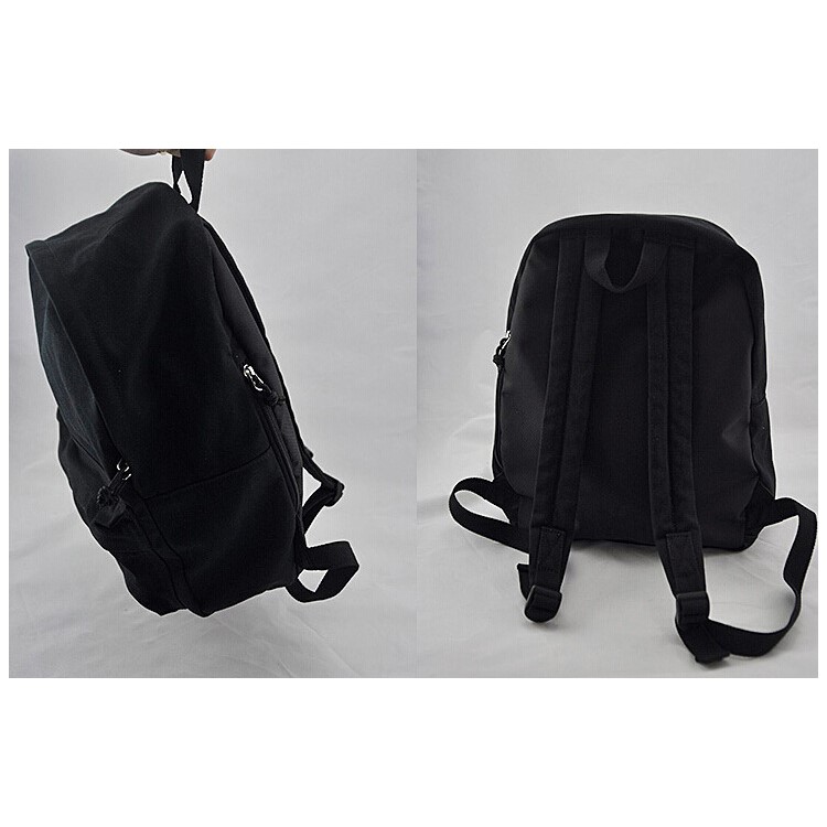 Classic Pure Color Canvas Causal Bag Unisex Fashion Handbags School Backpack Preppy Style For Gift - Black-2