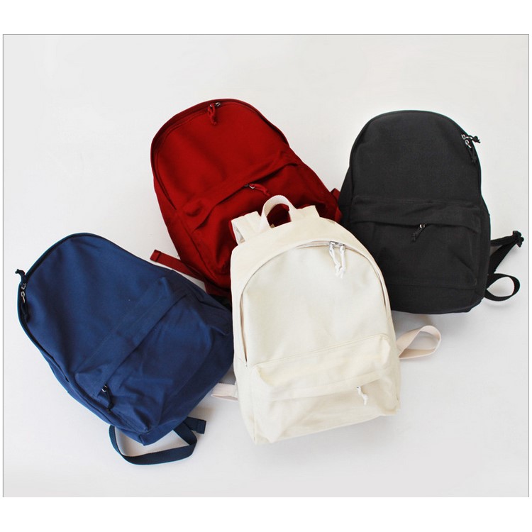 Unisex Fashion Handbags Classic Pure Color Canvas Causal Bag School Backpack Preppy Style for Gift - Red-10