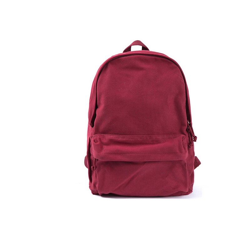 Unisex Fashion Handbags Classic Pure Color Canvas Causal Bag School Backpack Preppy Style for Gift - Red-3