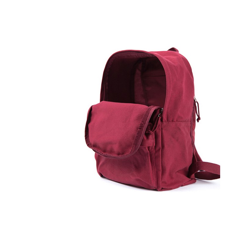 Unisex Fashion Handbags Classic Pure Color Canvas Causal Bag School Backpack Preppy Style for Gift - Red-4