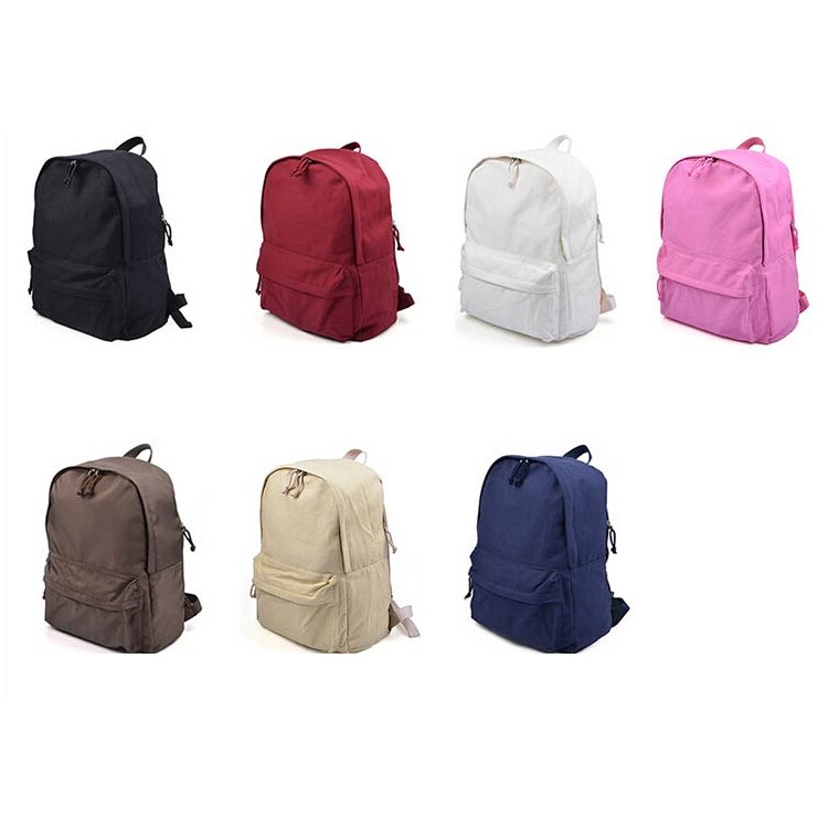 Unisex Fashion Handbags Classic Pure Color Canvas Causal Bag School Backpack Preppy Style for Gift - Red-7