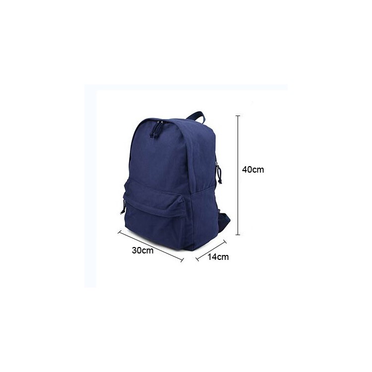 Classic Pure Color Canvas Causal Bag Unisex Fashion Backpack Handbags Schoolbag Preppy Style - Blue-3