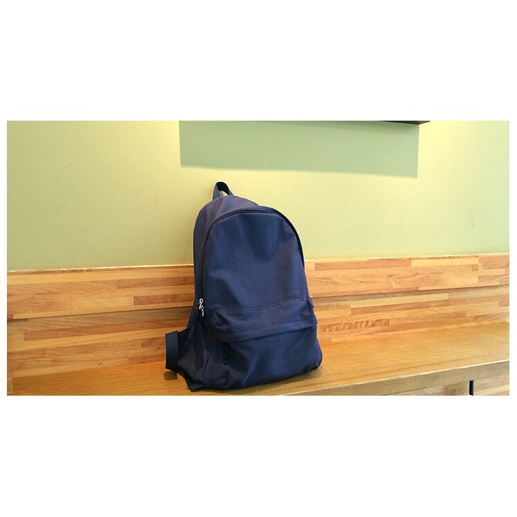 Classic Pure Color Canvas Causal Bag Unisex Fashion Backpack Handbags Schoolbag Preppy Style - Blue-5