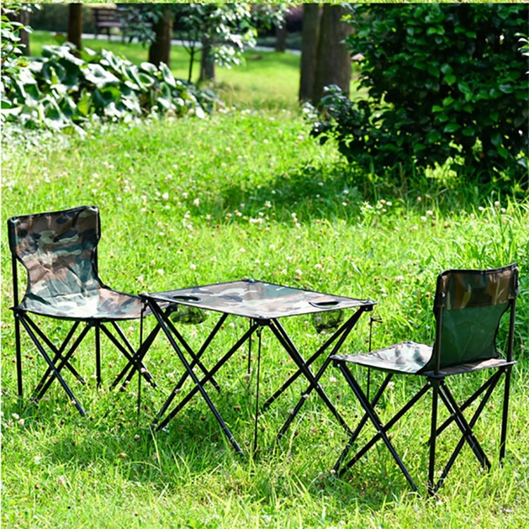 CHANGRUI 3 Sets Outdoor Portable Chairs Table for Fishing Picnic Hiking Camping [One Table Two Chairs]-10