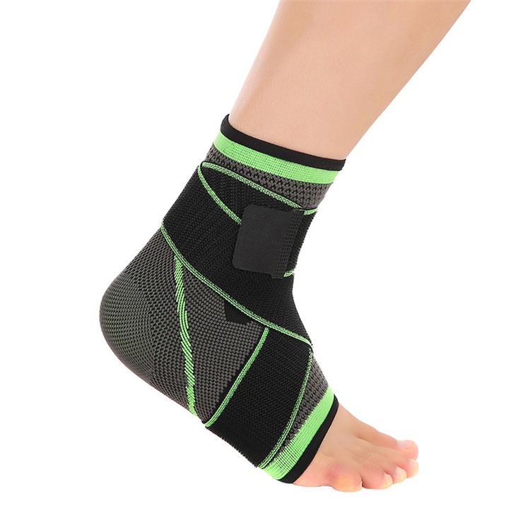 Ankle Support Compression Foot Brace Strap Sport injury sprain Tendon Wrap - Green, L