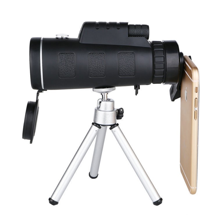 HD 50x60 Zoom Outdoor Monocular Telescope Kit Optics Telescopic Camping Scopes (Telescope + Compass + Spring Phone Clip + Aluminum Alloy Tripod)-3
