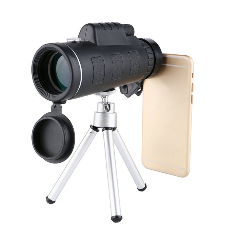 HD 50x60 Zoom Outdoor Monocular Telescope Kit Optics Telescopic Camping Scopes (Telescope + Compass + Spring Phone Clip + Aluminum Alloy Tripod)-4