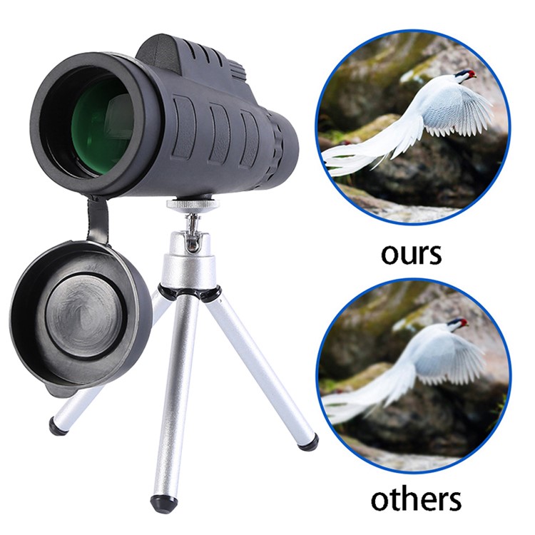 HD 50x60 Zoom Outdoor Monocular Telescope Kit Optics Telescopic Camping Scopes (Telescope + Compass + Spring Phone Clip + Aluminum Alloy Tripod)-6