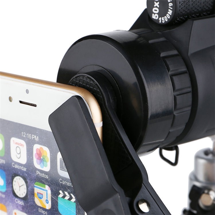 HD 50x60 Zoom Outdoor Monocular Telescope Kit Optics Telescopic Camping Scopes (Telescope + Compass + Spring Phone Clip + Aluminum Alloy Tripod)-8