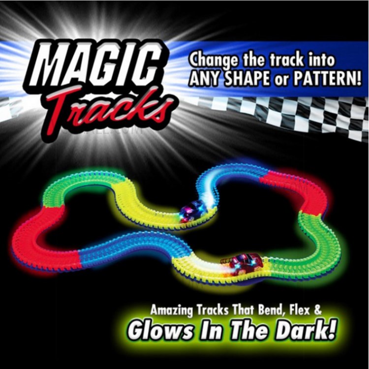 Glow in the Dark LED Racing Track Car Toy for Children Christmas Gift - Red-3