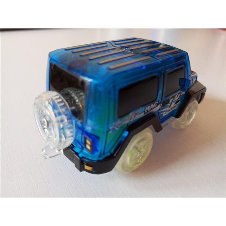 Glow in the Dark Light up LED Racing Veicle Track Toy for Toddlers Gifts - Blue-6