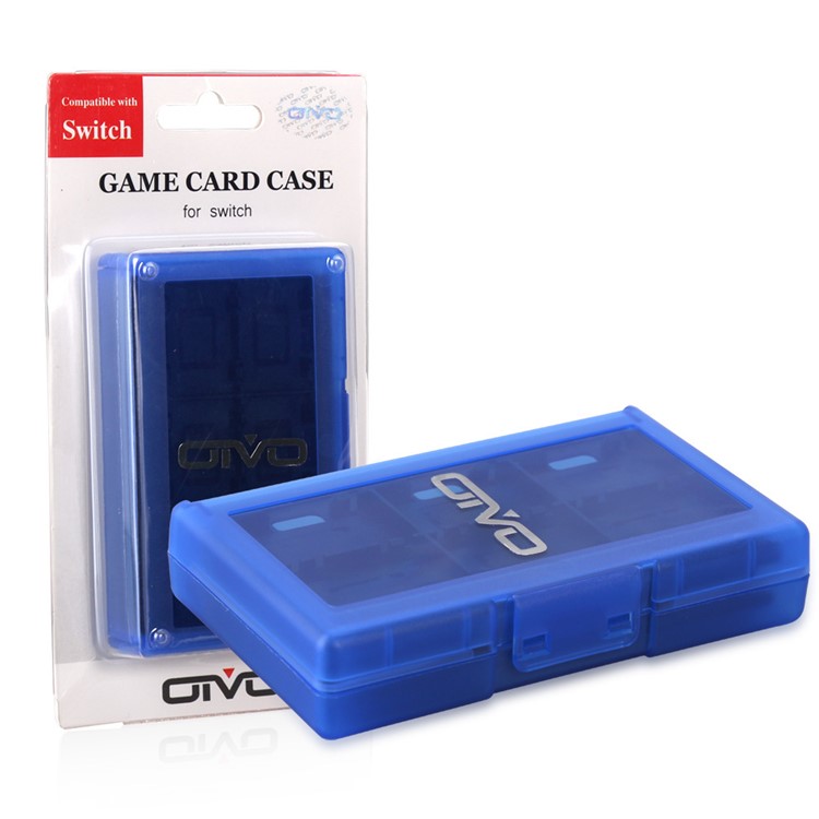 24 Slots Hard Plastic Memory Game Cards Storage Carry Box for Nintendo Switch - Blue-2