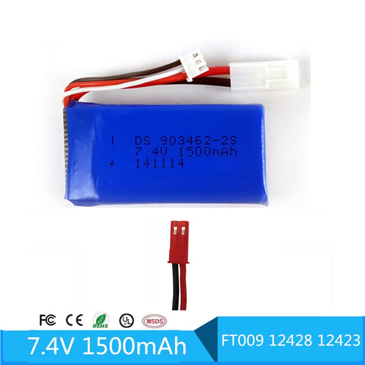 7.4V 1500mAh Li-polymer Battery Spare Part for FT009 RC Boat Speedboat - JST Plug-1
