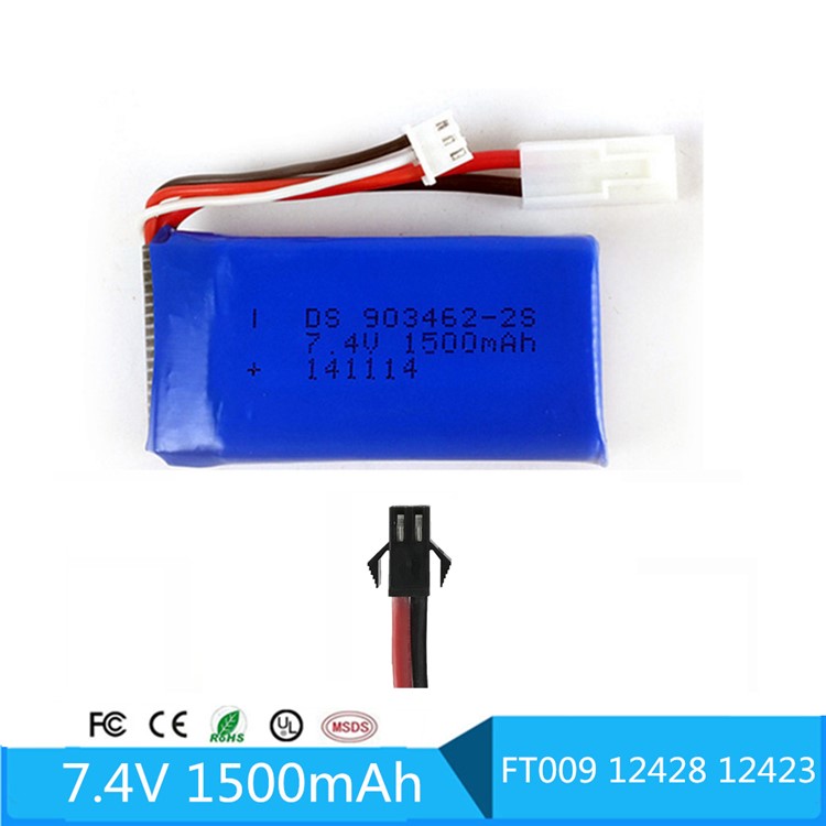 7.4V 1500mAh Li-polymer Battery Replace Part for FT009 RC Boat Speedboat - SM Plug-1
