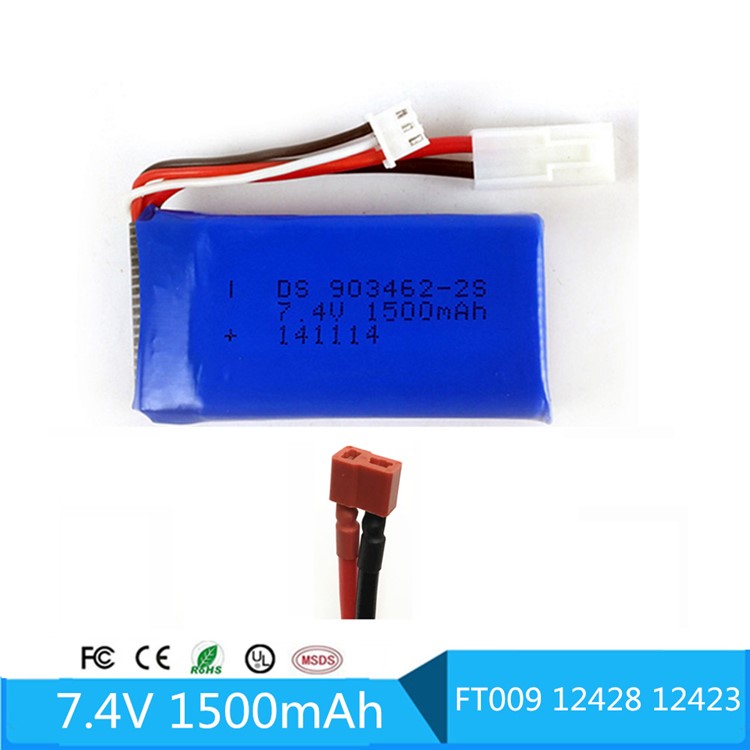 Spare Part 7.4V 1500mAh Li-polymer Battery 20C 903462 2S for FT009 RC Boat Speedboat - T Plug-1