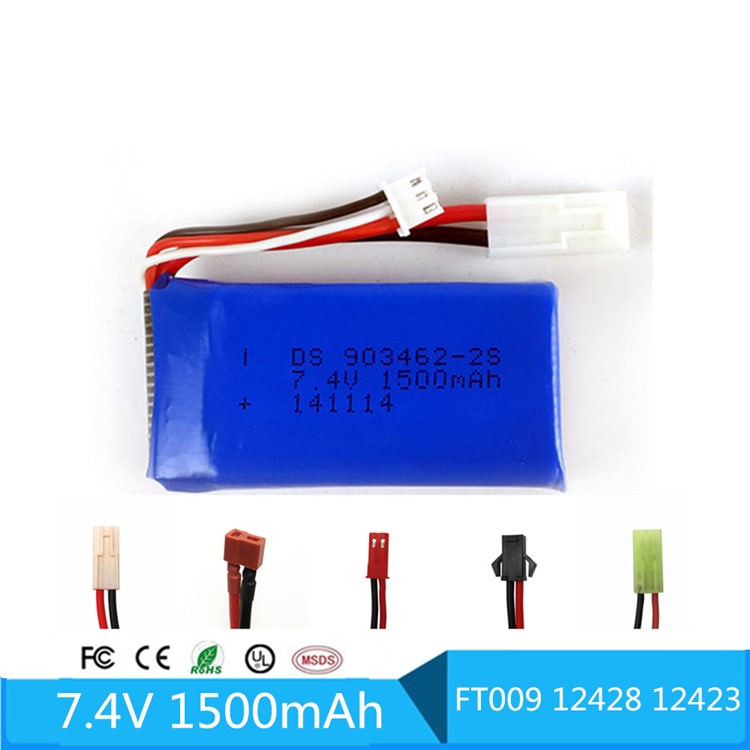 Spare Part 7.4V 1500mAh Li-polymer Battery 20C 903462 2S for FT009 RC Boat Speedboat - T Plug-3