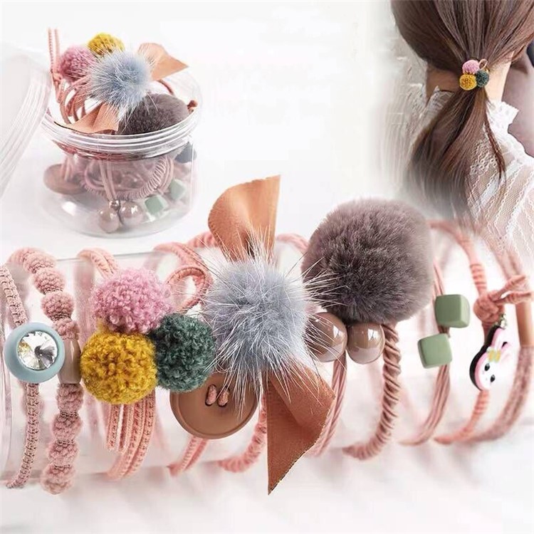 10Pcs/Set Elastic Hair Band Ring Rope Tie Ponytail Holders Rubber Band - Pink-1