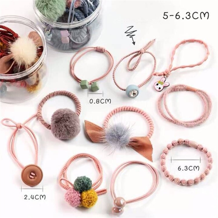 10Pcs/Set Elastic Hair Band Ring Rope Tie Ponytail Holders Rubber Band - Pink-2