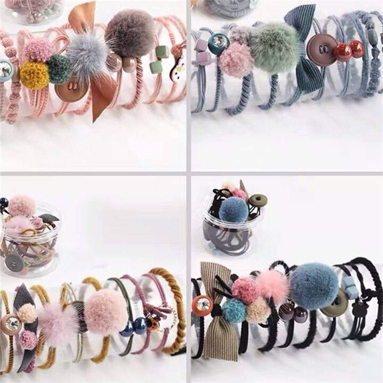 10Pcs/Set Elastic Hair Band Ring Rope Tie Ponytail Holders Rubber Band - Pink-3