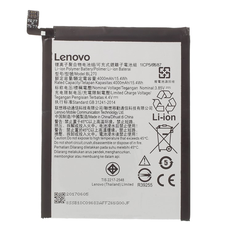 For Lenovo Vibe K6 Plus OEM BL270 4000mAh Li-ion Polymer Battery Replacement-1