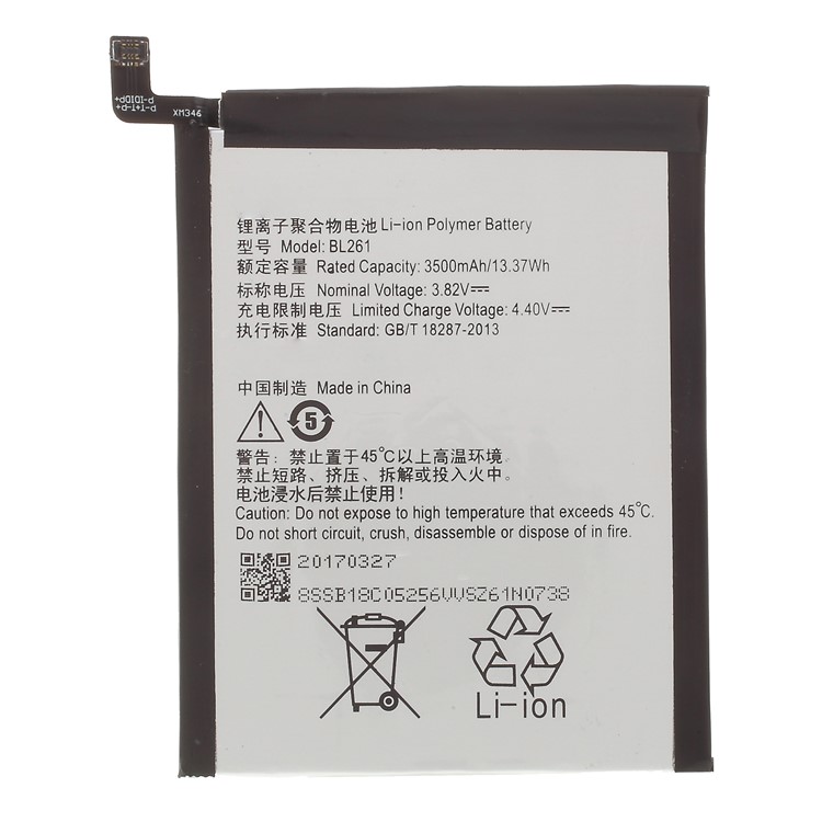 OEM for Lenovo Music Lemon K5 Note BL261 3500mAh Li-ion Polymer Battery Replacement-1