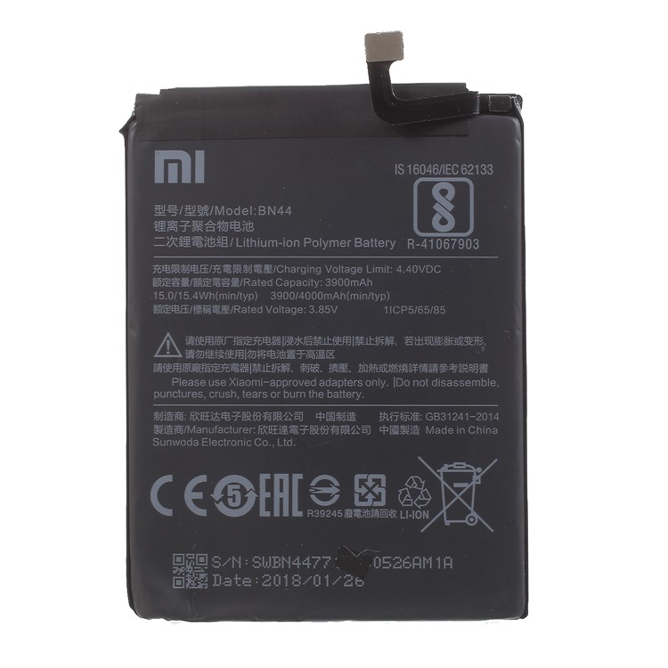 OEM BN44 4000mAh Li-Polymer Battery Replacement for Xiaomi Redmi Note 5 / Redmi 5 Plus (China, 12MP Rear Camera)-1