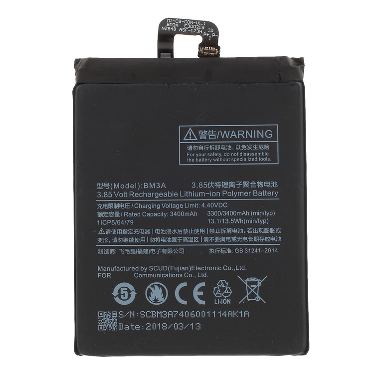 OEM BM3A Li-ion Battery Replacement 3400mAh for Xiaomi Mi Note 3-1