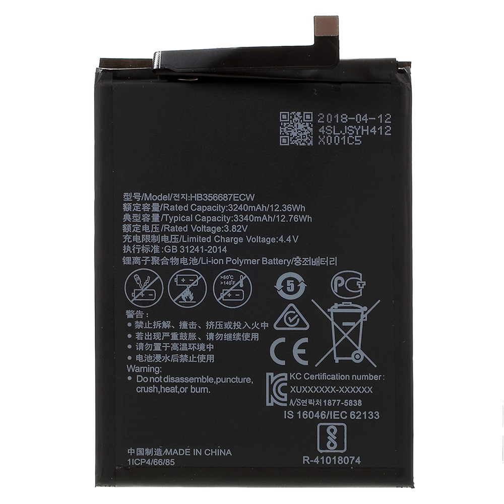 OEM HB356687ECW 3.82V 3240mAh Battery Part for Huawei Honor V10 / 7X-1