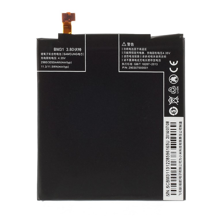 OEM BM31 3050mAh Li-polymer Battery Replacement for Xiaomi Mi 3 / Redmi Note 5A / Redmi Y1 Lite / Redmi Note 5A Prime / Redmi Y1-1