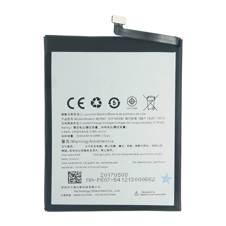 OEM BLP607 2525mAh Li-polymer Battery Part Replacement for OnePlus X-1